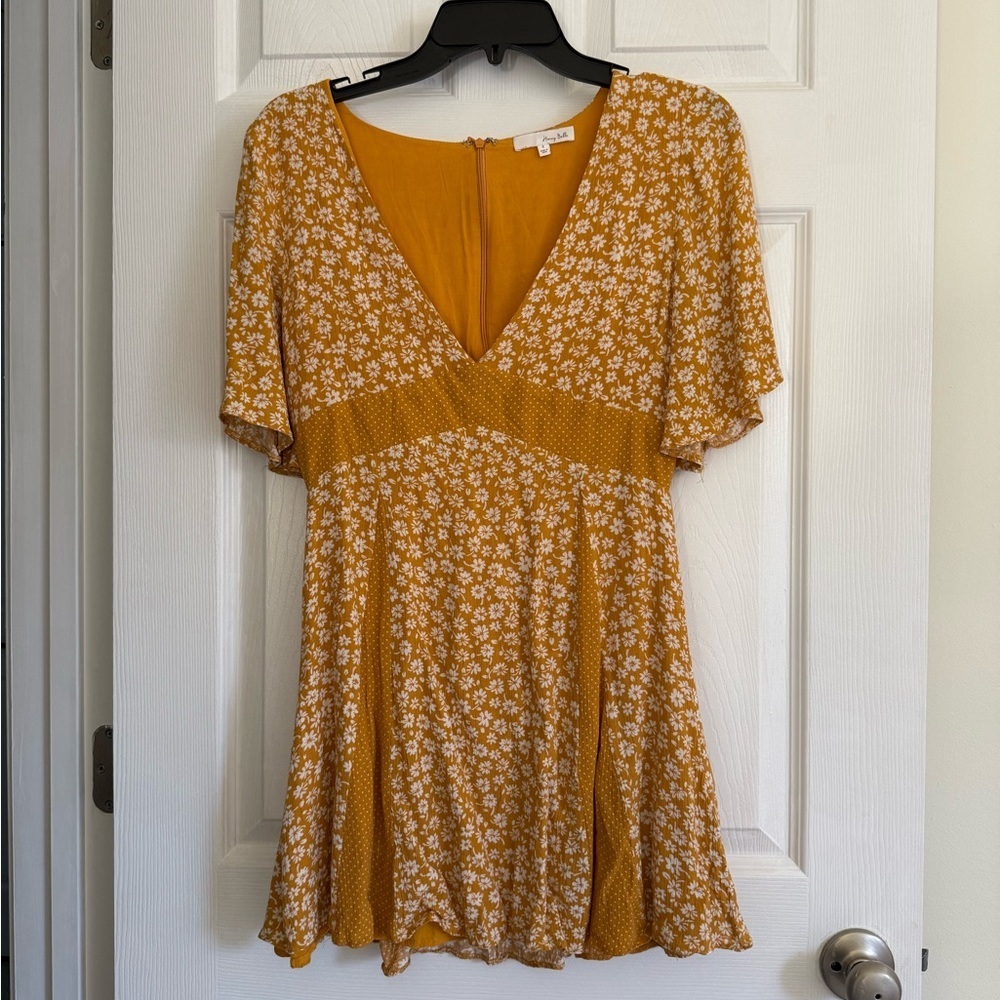 Honey Belle Dress Size Small Mustard Yellow Floral Sundress Vacation Springbreak